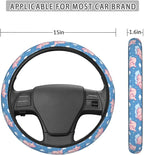 Cute Sleeping Pig Clouds Steering Wheel Covers Anti-Slip Elasticity Car Accessories Steering Wheel Protector Universal 15 Inch for Cars SUV Vehicle Truck