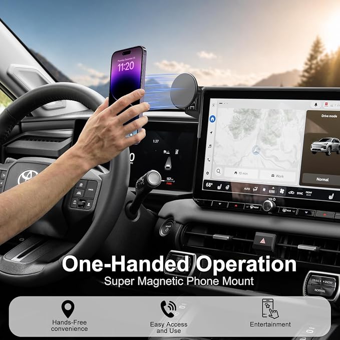2026 RAV4 Car Phone Holder for Toyota RAV4 12.9-inch Touchscreen (XSE/Limited), 360° Rotation Phone Mount Compatible with MagSafe, No Vent Blocking, Exclusive Custom Fit for Toyota RAV4 Accessories