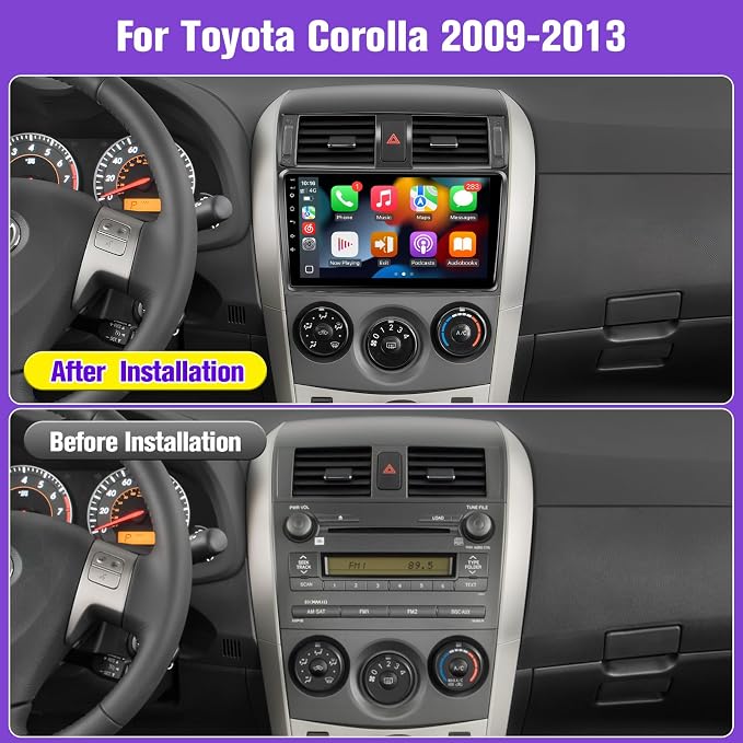 Car Radio for (Fit for J.B.L Version) Toyota Corolla 2009 2010 2011 2012 2013, 9inch Touch Screen for Corolla Head Unit with Wireless Carplay Android Auto Bluetooth GPS Backup Camera