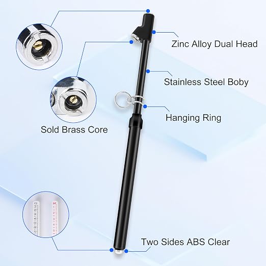 10-Pack Dual Head Tire Pressure Gauge 10-150 PSI (Black) | Heavy Duty Air Pressure Gauge with Stainless Steel Body, Metal Nozzle & Durable Plated Brass – for Cars, Trucks, Bikes, RVs