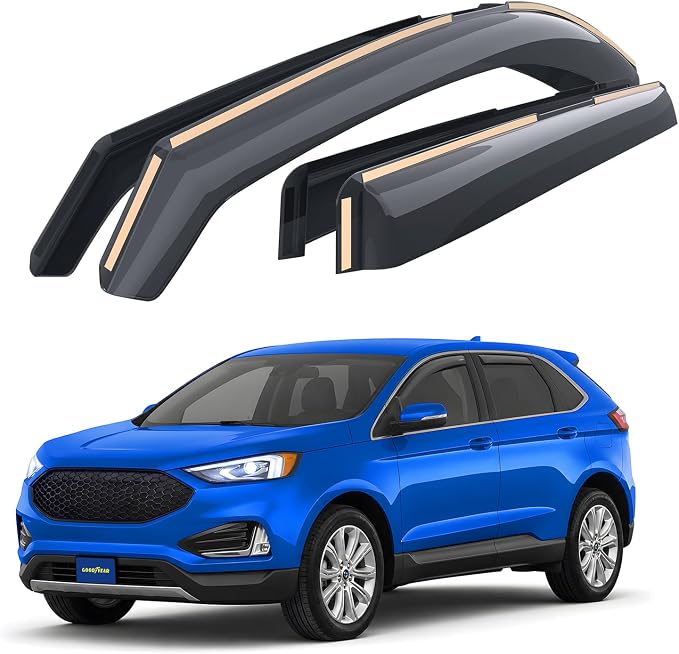 Goodyear Shatterproof in-Channel Window Deflectors Compatible with Ford Edge 2015-2024, Rain Guards, Window Visors for Cars, Car Accessories, 4 pcs - GY003464