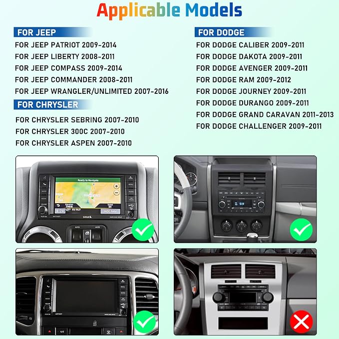 8 Core Car Radio Stereo for Jeep Wrangler JK 2007-2018 Compass Grand Cherokee Dodge Ram with Carplay/Android Auto Upgrade 4GB+64GB