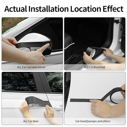 Carbon Fiber Wrap Tape for Car Door Sill Protector, Waterproof Scratch-Resistant Matte Black Vinyl Film, 2in x 33 ft for Cars, SUVs & Trucks