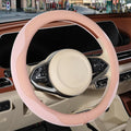 Nappa Leather Steering Wheel Cover, Advanced Microfiber Leather Non-Slip Breathable Fabric, Warm in Winter and Cool in Summer, Pink Large 15.5 inch to 16 inch