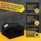 Black Microfiber Cleaning Cloth 6 Pack, 12.5 x 12.5 inch Microfiber Towels for Cars, Ultra Absorbent Car Washing Cloth, Lint Free Streak Free Cleaning Rags for Car, Kitchen, and Window