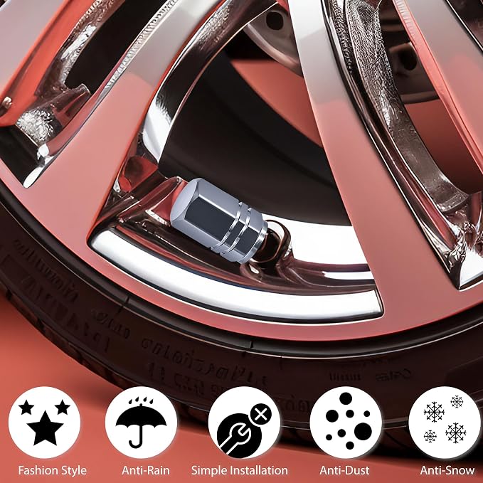 12PCS Tire Valve Stem Caps, with Rubber O-Ring, Corrosion Resistant Leak-Proof, Aluminum Alloy Universal Wheel Valve Covers for Cars, SUV, Trucks, Bikes, Motorcycles, Bicycles(Gray)