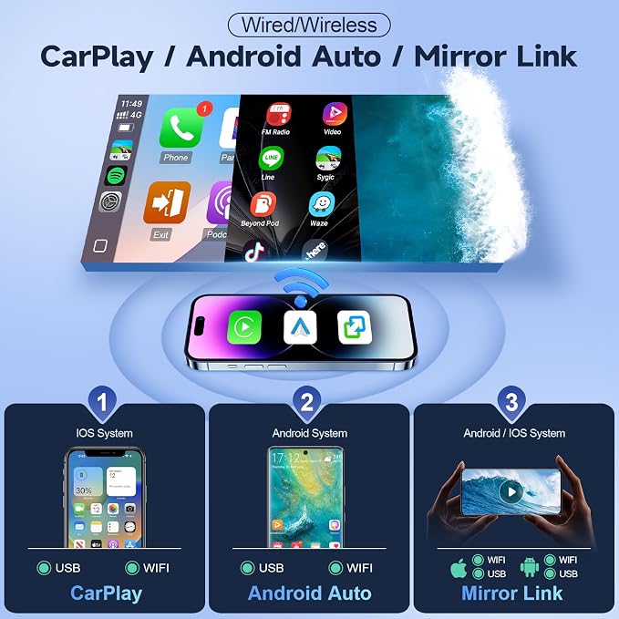 Car Radio for Toyota Tacoma 2005-2015 Stereo Replacement （J.B.L Version） with Wireless Carplay Android Auto, 9'' Touchscreen in-Dash Bluetooth GPS Navigation WiFi SWC Backup Camera MIC 2+32G