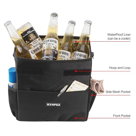 Car Trash Can with Lid - Hanging Trash Bin Garbage Can for Car SUV, Leak-Proof Collapsible Automotive Truck Organizer Road Trip Essentials(3.2 Gallon/12L)