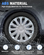 Hubcaps,16 inch hubcaps Set of 4, Wheel Rim Cover ABS Material, Snap On Car Truck SUV Replacement, for Toyota Camry Nissan Mazda etc, Silver