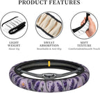 Car Steering Wheel Cover with Anti-Slip Lining, Universal 15 inch Wheel Cover, Fashion Car Interior Accessories for Women Men - Purple Lavender Flower