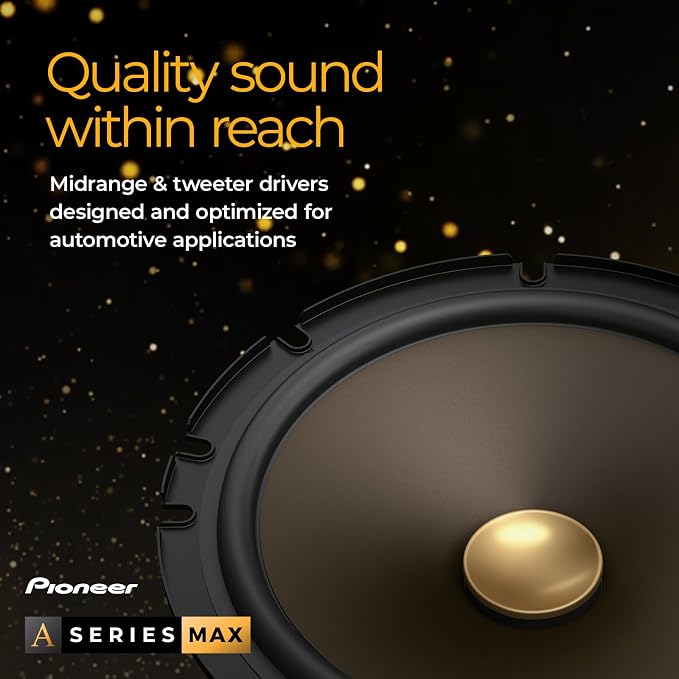 A-Series MAX TS-A653FH 6.5” 2-Way Speakers (Pair) – 340W Max, Balanced Sound + Smooth Treble, Enhanced Bass, Ideal Factory Upgrade, Installation Adaptors Included