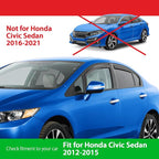 Goodyear Shatterproof in-Channel Window Deflectors for Honda Civic 2012-2015 Sedan, Rain Guards, Window Visors for Cars, Vent Deflector, Car Accessories, 4 pcs - GY007996