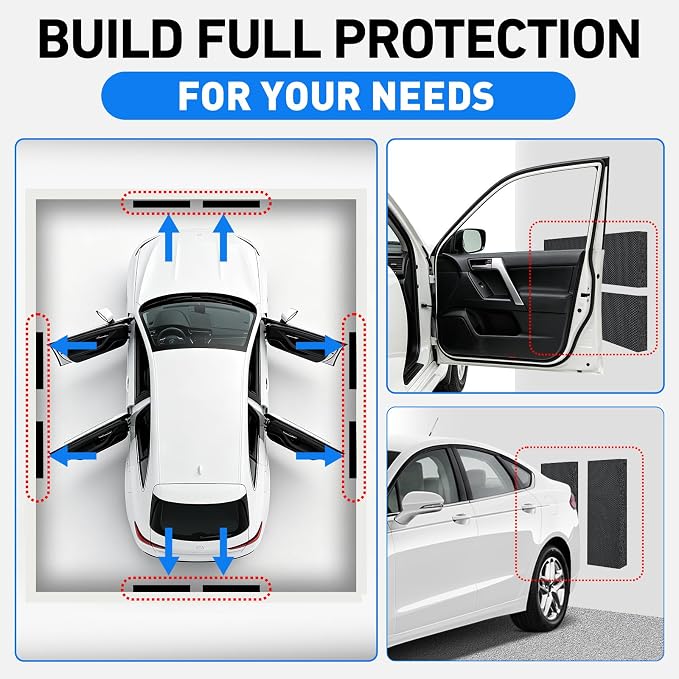 Garage Wall Protector, High Density EVA Foam Car Door Protector, Self-Adhesive Anti-Collision Wall Bumper Guard, Waterproof Scratch Resistant Parking Wall Edge Protector, Black
