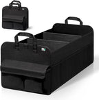 Trunk Organizer for SUV, Collapsible Car Organizer, 12 Pockets Trunk Organizer for Car, Non-Slip Trunk Storage Organizer for Sedans, Van, Grocery, Large 3 Compartments 32"×13"×12"
