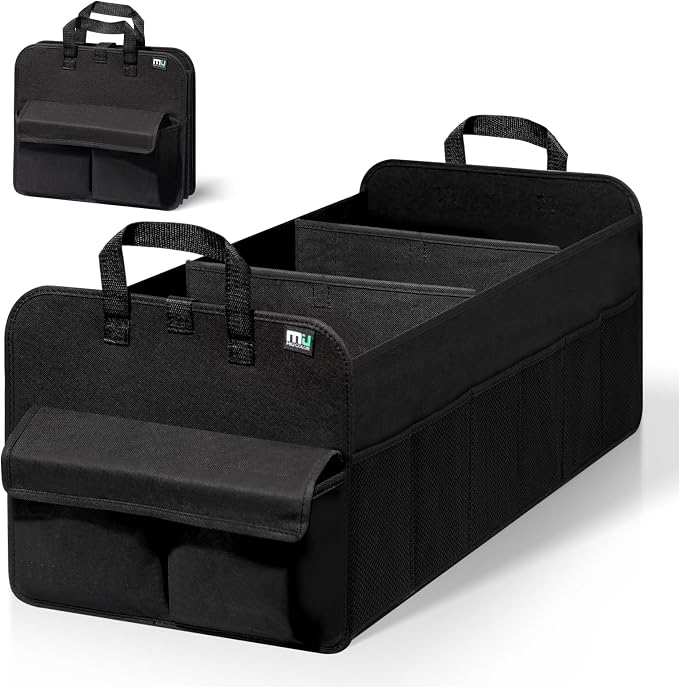 Trunk Organizer for SUV, Collapsible Car Organizer, 12 Pockets Trunk Organizer for Car, Non-Slip Trunk Storage Organizer for Sedans, Van, Grocery, Large 3 Compartments 32"×13"×12"