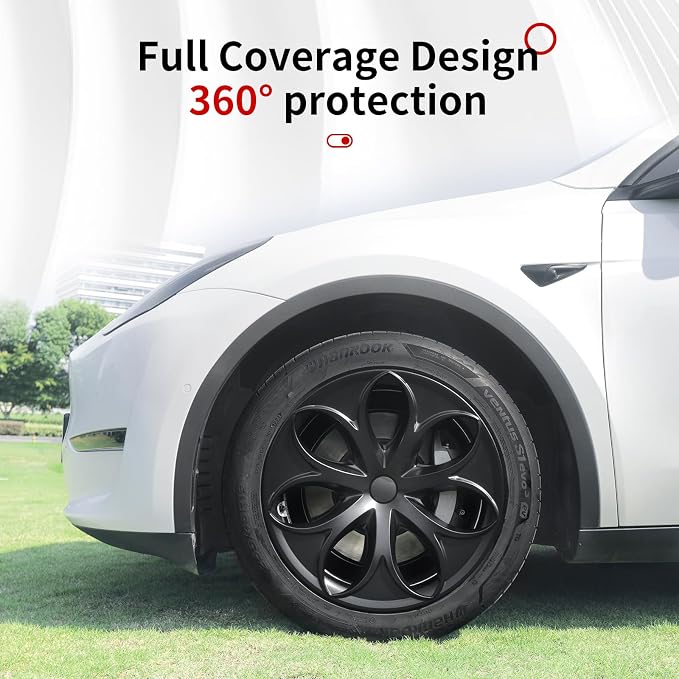 Wheel Cover for Tesla Model Y 4PCS Hubcaps for Tesla Wheel Cover Model Y(2020-2024) 19inch Petal Rim Full Cover Hubcaps Accessories (Petal Style, 19 inch)