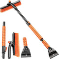 Showvigor Extendable Snow Brush and Ice Scraper for Car, 30"-35"-39" Adjustable Long Handle & 4.3" Ice Chipper, 360° Pivoting Brush Head & Comfortable Antiskid Grip