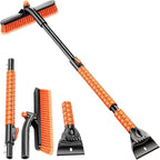 Showvigor Extendable Snow Brush and Ice Scraper for Car, 30"-35"-39" Adjustable Long Handle & 4.3" Ice Chipper, 360° Pivoting Brush Head & Comfortable Antiskid Grip