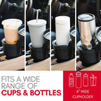 Car Cup Holder Tray and Cup Holder Expander with Phone Slot - Enjoy Your Meal - 9" Car Food Tray Table and Drink Holder for Yeti, Hydroflask, etc.