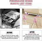 4PCS Bling Car Seat Headrest Hook, Crystal Rhinestone Backseat Hanger Organizer for Purse Handbag Umbrella, Shiny Auto Interior Seat Back Storage Holder Hook, Universal Fit (Pink2)