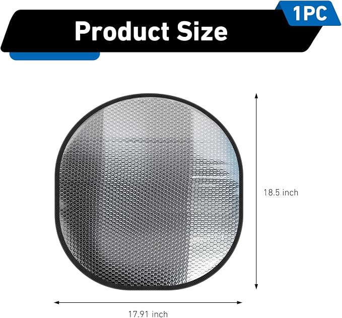 Steering Wheel Sun Shade Cover, Aluminum Foil Heat Resistant Steering Wheel Cover, 18" Slip-on Steering Wheel Sun Protector, Fit for Most Car SUV Van (Silver)