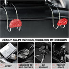 Car Headrest Hook, 2 Pack Bling Backseat Organizer Hanger for Purse Clothes Grocery Bag, Rhinestones Auto Headrest Storage Holder, Universal Car Seat Accessories for Most Vehicle (Red)