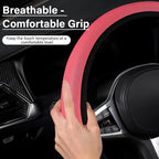 Red Mesh Steering Wheel Cover, Universal 15 inch, Elastic Stretch Microfiber Breathable Ice Silk Cover, Anti-Slip, Odorless, Sweat Absorption, Warm in Winter and Cool in Summer