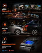360° Dash Cam Front and Inside 4K+2.5K, 2 Channel Dashcam for Car, 185° Cabin Fisheye Car Camera with Night Vision, WiFi APP, GPS, G-Sensor, Parking Mode and 64GB Card Included