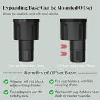 Car Cup Holder Expander Adapter for Large Water Bottles - [Patented & Upgraded] - Holds: Hydro-Flask, Yeti, Nalgene, Owala, 32-40oz - Adjustable Expandable Insert Extender - Universal