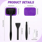 8 Pcs Car Windshield Cleaner Tool Kit with Removable Handle, Microfiber Towel Pads, Brush, Empty Spray Bottle for Auto Glass Wiper Suvs Rvs & Home Windows(Purple)