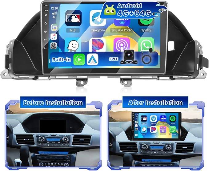 [4+64G] Android 15 Car Stereo for Honda Odyssey EX-L 2011-2017 with Wireless Carplay Android Auto, 9'' IPS Touch Screen Radio Bluetooth Mirror Link GPS WiFi SWC AI DSP/FM/RDS/EQ Backup Cam+Mic