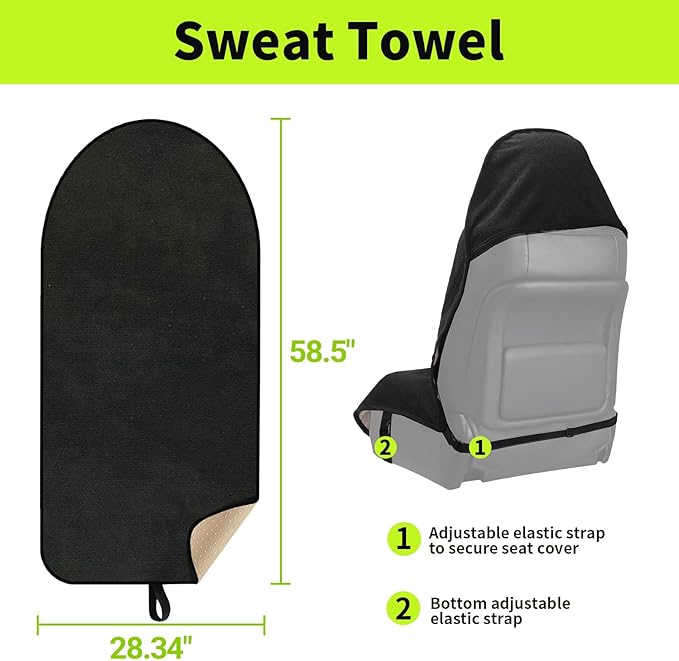 Black Waterproof Sweat Towel Seat Cover Universal Non-Slip for Car Truck SUV Seat for Dog & Kid Workout Outdoor OR Sport Activities
