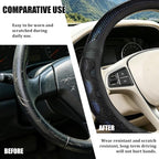 Car Steering Wheel Cover, 14.5-15" Anti-Slip Steering Wheel Protector with 3D Honeycomb Massage Grip, Comfortable Auto Interior Decor Accessories, Universal for SUV Van Truck (Black/Blue)