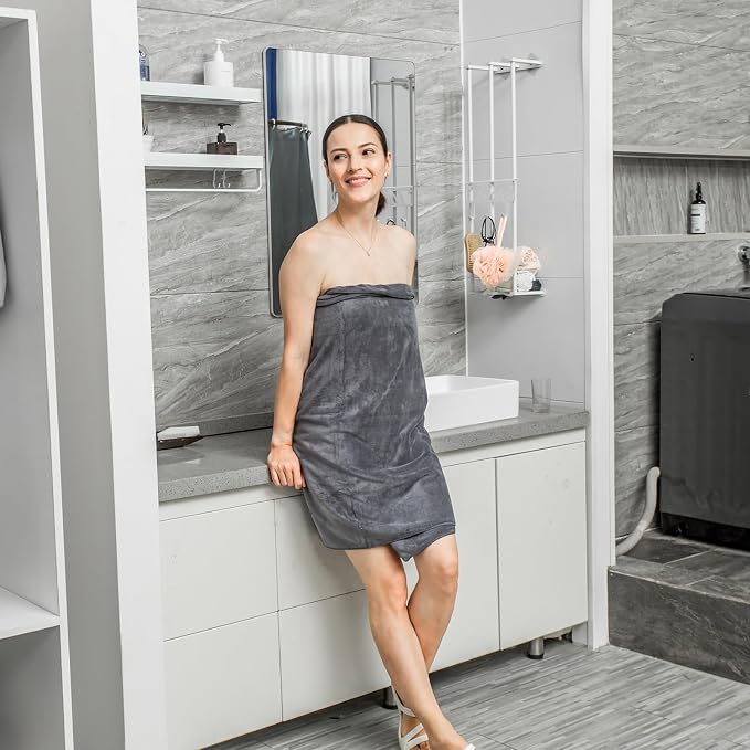 Large Microfiber Bath Towels Set 6 Pack (30" x 60") - Soft, Absorbent, Quick Drying Bathroom Towel with Hanging Hook for Adult, Swim, Gym, Spa, Fitness, Sports, Yoga, Grey