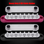 8 x M5 (#10) Studs Power Distribution Block Bus Bar 12V, 5.9" HD 120A Marine BusBar Battery Distribution Block W/Cover for Car Boat Solar (Red & Black)