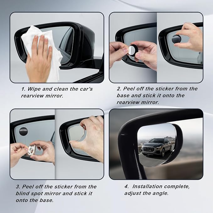 Blind Spot Mirrors 2 Pack, Electroplated Metal Fan-Shaped HD Glass Frameless Convex Side Rear View Mirror, Self-Adhesive Back for Car SUV Truck(style2)