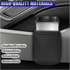 2PCS Large Cup Holder for Car Door - Clip On Vehicle Hanging Water Bottle Drink Holder Car Back Seat Pocket - Scratch-Resistant PU Leather Beverage Storage Organizer for Cars Trucks (Black)