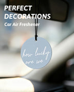 Boho Blue Western Round Car Air Freshener 4 Pcs, Preppy Cow Skull Cactus Cowgirls Boots Hanging Air Freshener for Cars Closet Drawer Books, Western Car Accessories Mirror Decor for Women