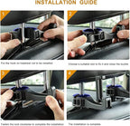 Car Headrest Hook with Phone Holder, Universal 360 Rotation Headrest Hooks for Purses and Bags (Blue)