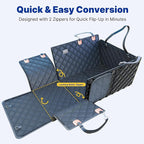 Convertible Back Seat Extender for Dogs, Foldable 400lbs Hard Bottom Dog Car Seat Cover for Back Seat, Waterproof Dog Hammock Bed Backseat Cover for Dogs in Car SUV Truck Pet Seat Cover Black M