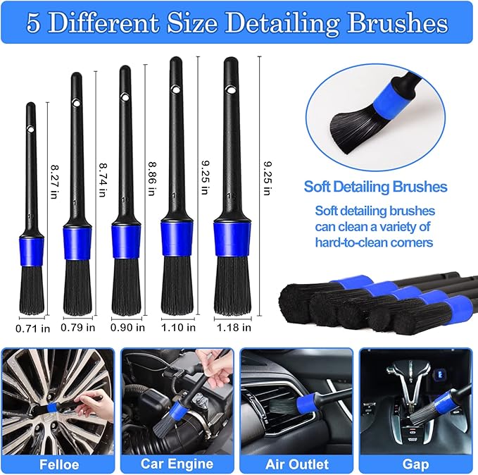 27Pcs Car Detailing Kit, Car Cleaning Kit, Car Detailing Brush Set, Drill Brush Set, Car Detailing Brushes, Car Wash Kit, Car Accessories, Car Cleaning Supplies for Interior, Exterior, Wheels