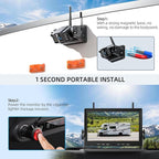 Magnetic Wireless Backup Camera Kit with HD1080P 10” DVR Monitor, Dual RV/Trailer/Truck/Tractor Cameras Wireless System, No Wiring, 9600mAh Rechargeable Battery, IR Night Vision-ACT1002
