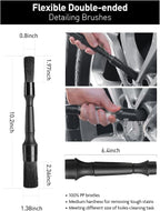 6PCS Car Wheel Brush Kit, Tire Brush for Cleaning Tires, Soft Rim Brush, Bendable Wheel Cleaner Brush, Double-Ended Detailing Brush, Applicator Pads, Wheel Brushes for Cleaning Wheels