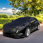 Half Car Cover All Weather Car Body Cover for All Season Sunshade Cover Snow Cover Waterproof 210D Polyester with Cotton (Fit MPV/SUV)