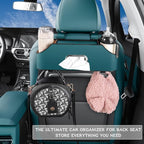 Car Back Seat Organizer with 2 Drink Cup Holder - Tissue Box and Storage Box Hook - Multi-functional Storage - Great for Kids and Travel (Blue)