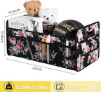 Car Trunk Organizers and Storage for SUV, Collapsible Multi Compartment Container Box Adjustable Car Accessories for Women Men, Black Floral