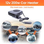 12V Car Heater,200W Portable Car Heater 360° Rotatable Car Defroster Windshield Heater Plug into Cigarette Lighter for Vehicle RV SUV (Large)