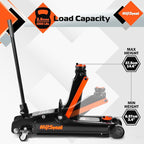Low Profile Floor Jack 2.5 Ton (5000 lbs), Lift Range 3.4" to 14.6" for Cars & Sedans, Hydraulic Steel Jack with Single Piston Pump - Not for Trucks or SUVs