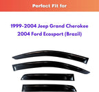 KPY Rain Guards Fit for 1999-2004 Jeep Grand Cherokee, Out-Channel Window Visors Vent Wind Deflectors 4PC, Car Accessories for 2004 Ford Ecosport (Brazil)
