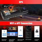 2.5K 3 Channel Dash Cam 360° View,3.16'' DashCam Front and Rear Inside Camera for Cars,WiFi & APP/GPS/Night Vision/Loop Recording/G-Sensor/24H Parking Mode/Suction Cup,Included 64G Card
